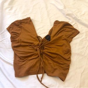 Suede tan crop top